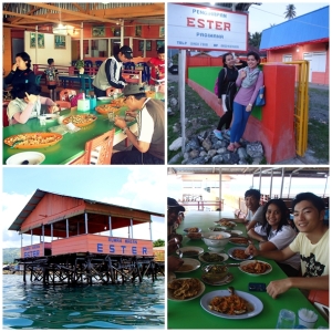 (CounterClockwise) Breakfast time. Ester Lodge. Ester Restaurant. Lunch with Roasted Fish with Dabu Sambal, Kangkung, and Spicy Fish Soup.