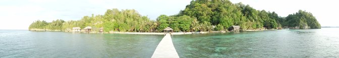 Kadidiri Resort at Togean Island. Extraordinary beautiful. Beneath the piers beautiful shallow coral and colony of damselfish are seen from above. Photo by Yery Riza