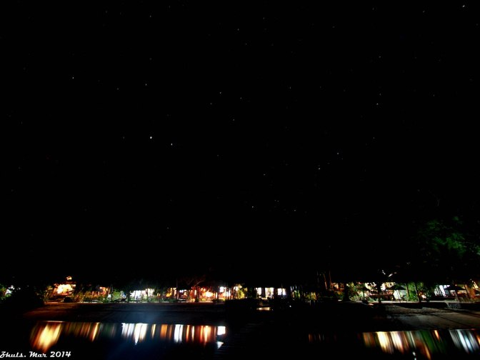 Stargazing in wooden piers in Kadidiri Resort Togean Island. Photo by Yulian Kundarto